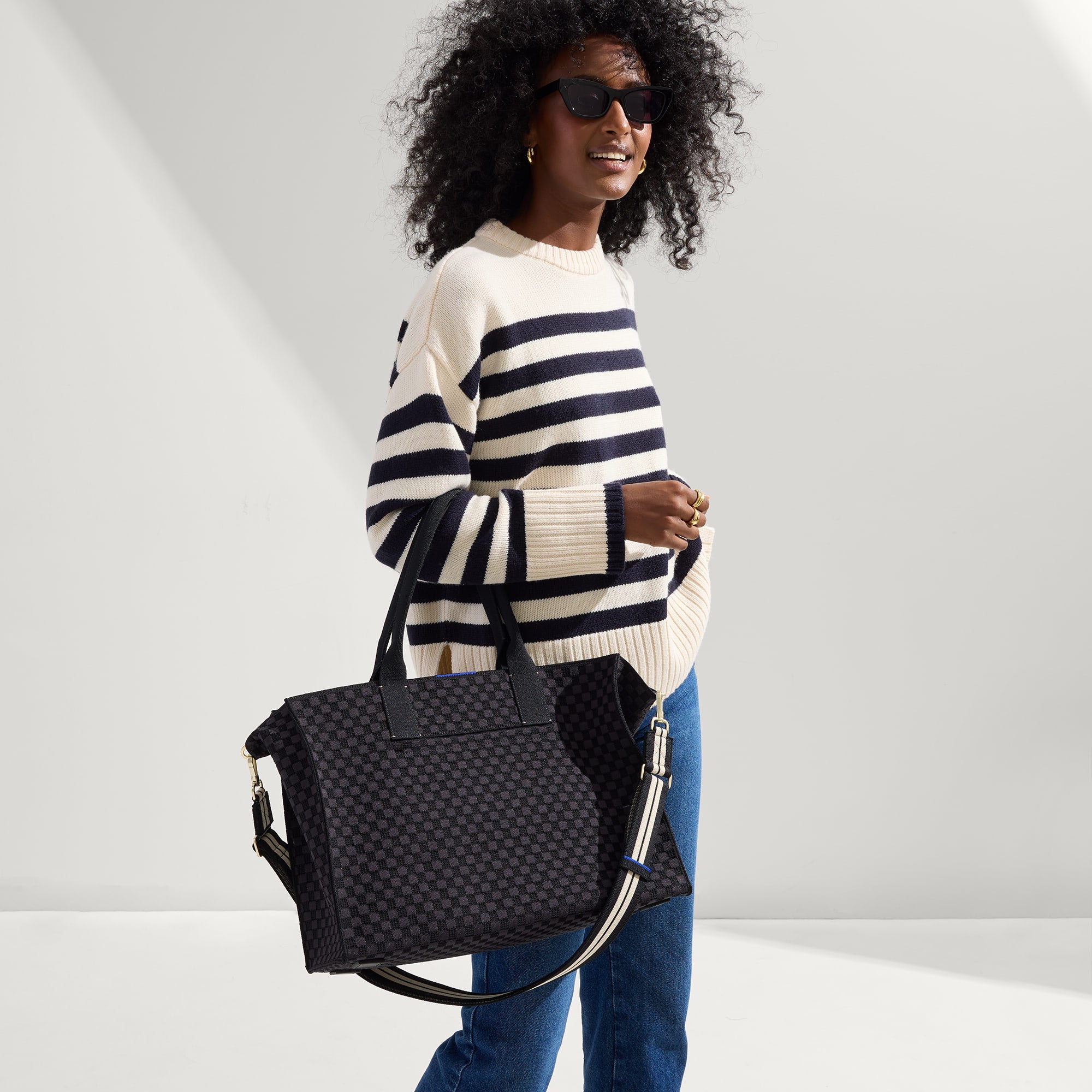 The Crossbody Strap - Black and White Stripe