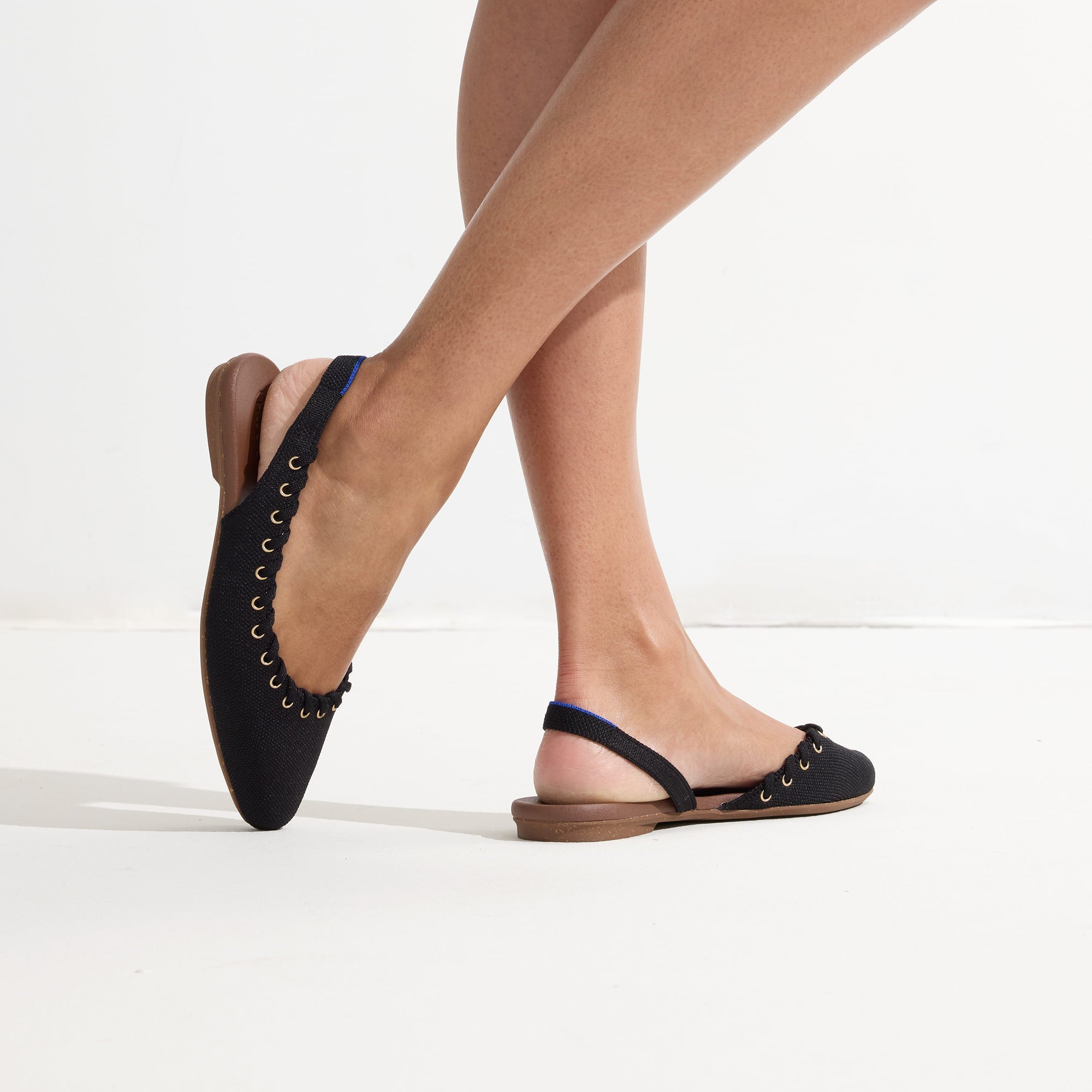 The Almond Slingback - Eyelet Black