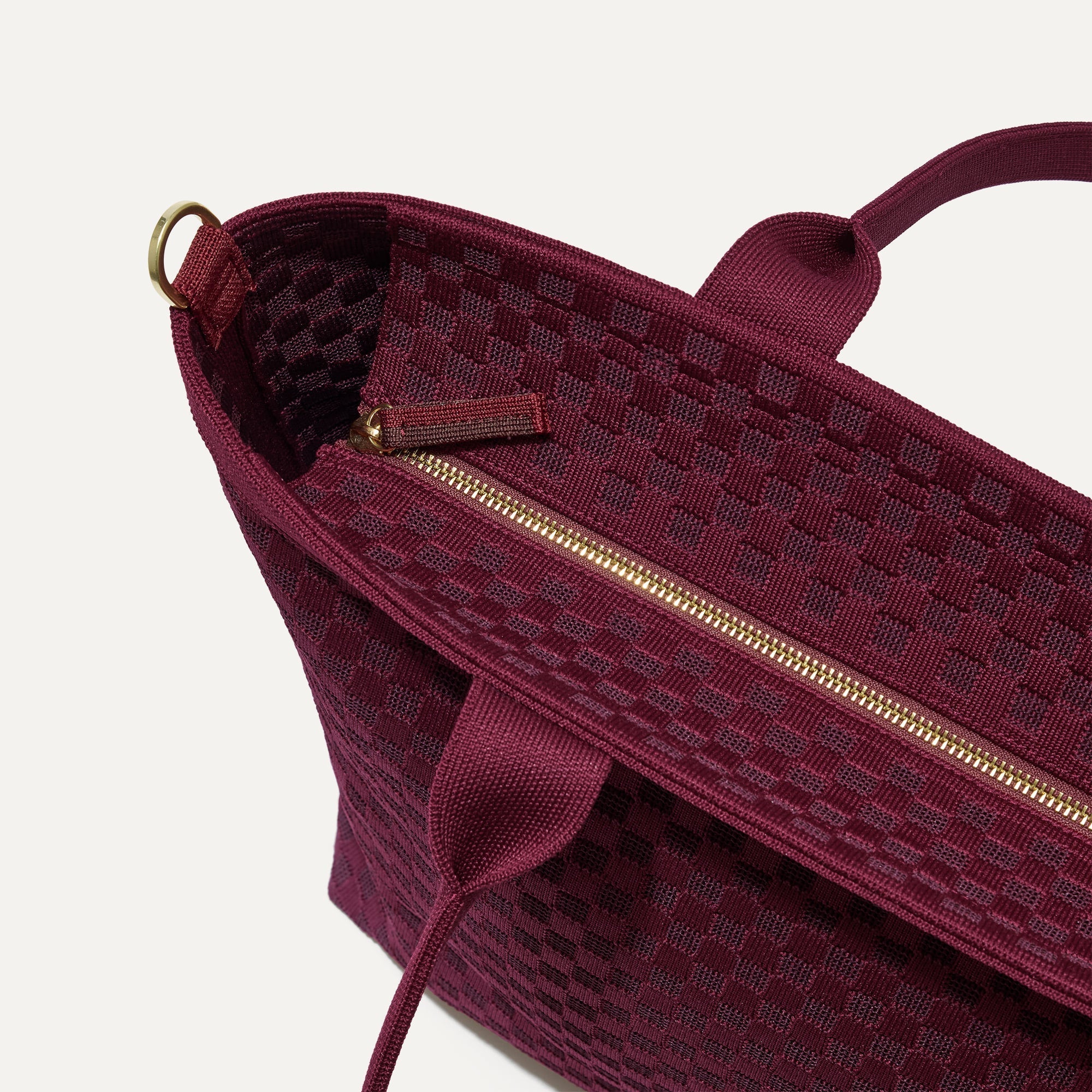 The Lightweight Zip Tote - Cabernet Check