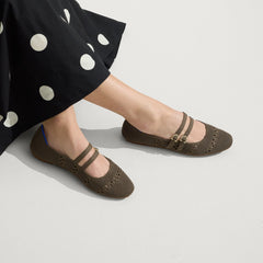 The Double Buckle Mary Jane - Safari Crochet