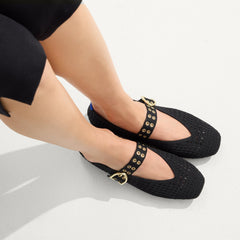The Max Buckle Mary Jane - Black Mesh