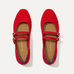 The ReVelvet™ Double Buckle Mary Jane - ReVelvet™ Red Crisp