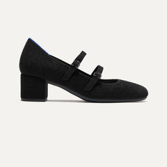 The ReVelvet™ Double Buckle Mary Jane Heel - ReVelvet™ Black